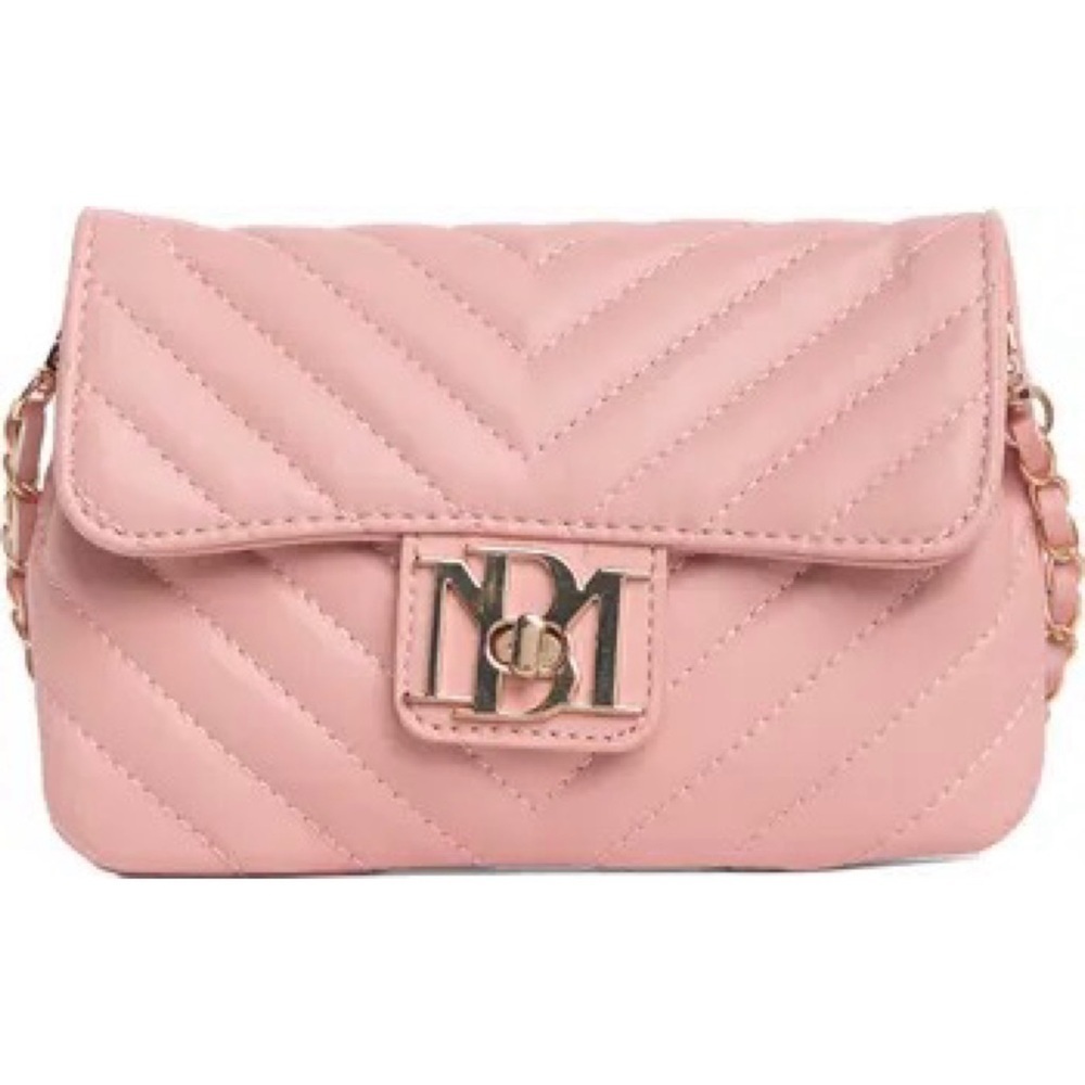 Quilted Pink Badgley Mishka Crossbody Bag with Gold Hardware